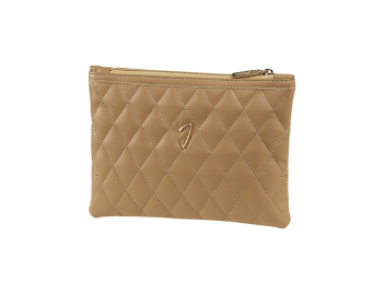 Beige Quilted Pouch 18 × 12