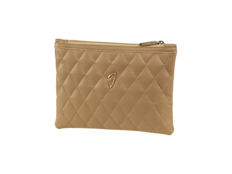 Beige Quilted Pouch 18 × 12