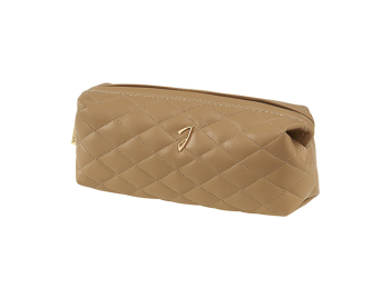 Beige Quilted Pouch 20 × 9 × 6